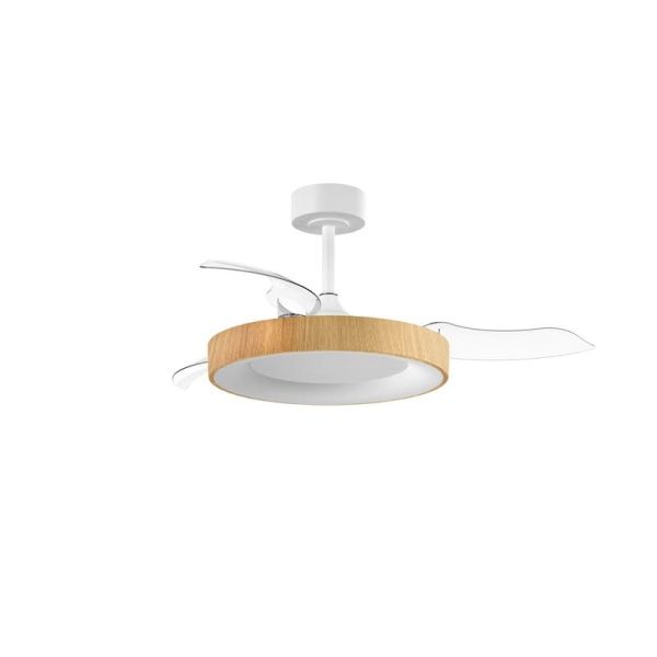 Ventilador de Techo LED 50W CCT+RC+DIM LISBOA con aspas retráctiles, Ø1065mm DC 30W 3A madera