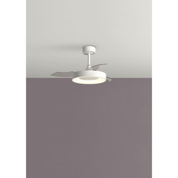 Ventilador de Teto LED 45W CCT+ RC+DIM Ø915mm LISBOA XS branco DC 25W