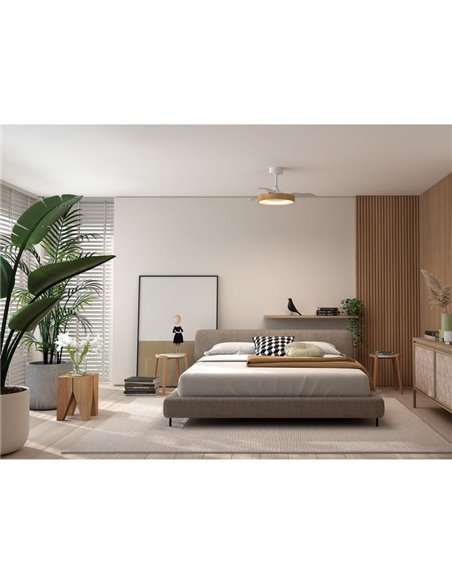 Ventilador de Teto LED 45W CCT+ RC+DIM Ø915mm LISBOA XS madeira DC 25W