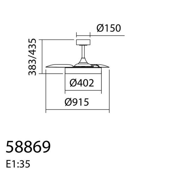 Ventilador de Techo LED 45W CCT+ RC+DIM Ø915mm LISBOA XS madera DC 25W 