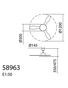 Ventilateur de Plafond LED 36W RIGA chrome Ø120 DC 32W CCT 3K-6K Dimable 3 Pales 2