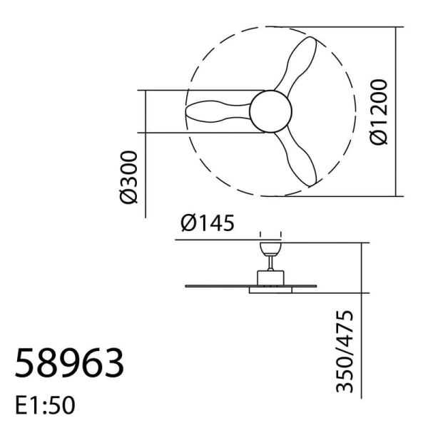 Ventilador de Techo LED 36W RIGA blanco Ø120 DC 32W CCT 3k-6k Dimable 3 Aspas