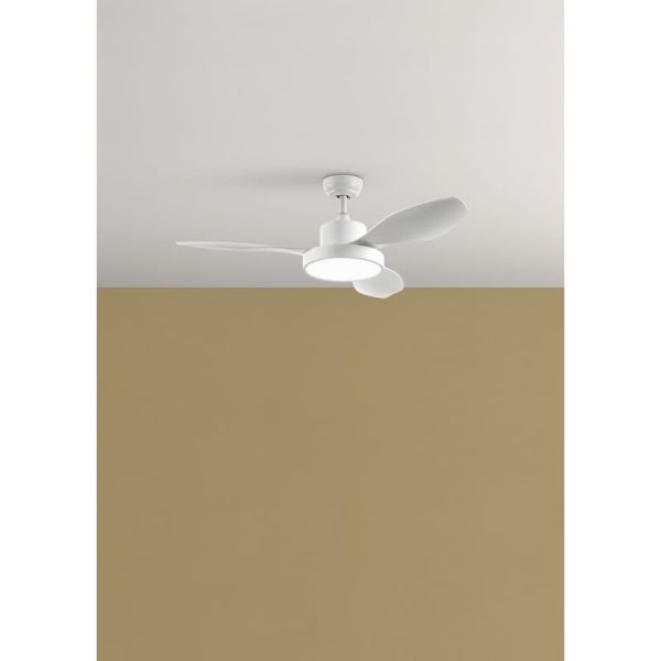 Ventilateur de Plafond LED 36W RIGA blanc Ø120 DC 32W CCT 3k-6k Dimable 3 Pales