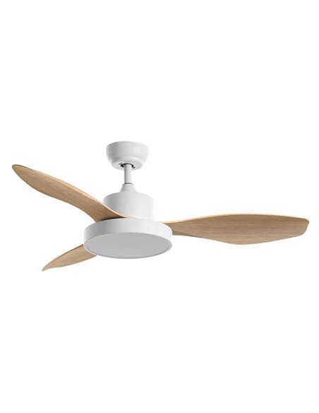 Ventilador de Techo LED 36W RIGA blanco y aspas madera Ø120 DC 32W CCT 3K-6K Dimable 3 Aspas