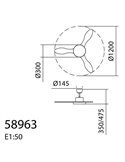 Ventilador de Techo LED 36W RIGA blanco y aspas madera Ø120 DC 32W CCT 3K-6K Dimable 3 Aspas