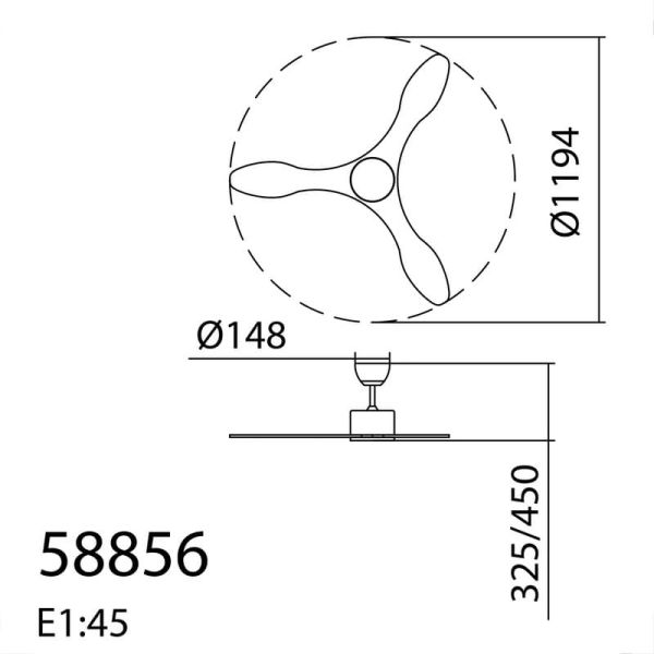 Ventilador de Techo RIGA WO XS blanco Sin Luz Ø96 DC 30W 3Aspas