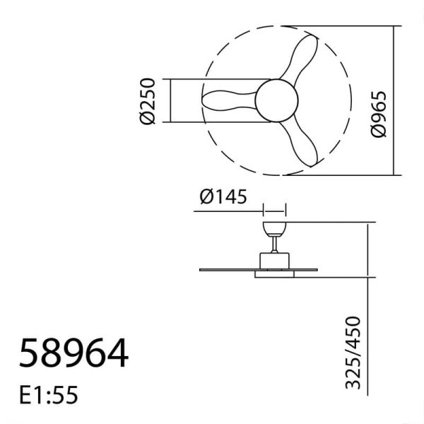 Ventilador LED de Techo 24W RIGA XS cromo Ø96 DC 30W 3A Dimable 3000K-4000K-6000K