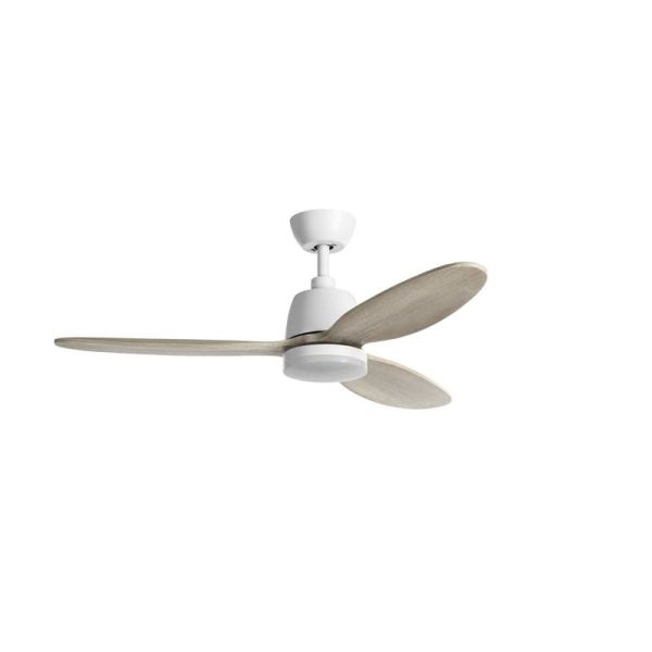 Ventilador de teto LED 24W CCT SYDNEY branco com lâminas brancas escovadas Ø119 DC 24W