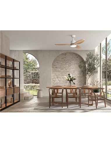 Ventilador de teto LED 24W CCT SYDNEY branco com lâminas brancas escovadas Ø119 DC 24W