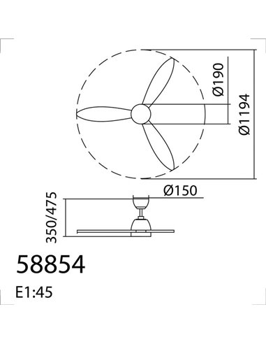 Ventilador de teto LED 24W CCT SYDNEY branco com lâminas de madeira natural Ø119 DC 24W