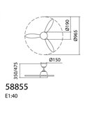 Ventilador de Techo con Luz LED 24W CCT SYDNEY XS blanco y blanco cepillado Ø96 DC 18W 3Aspas