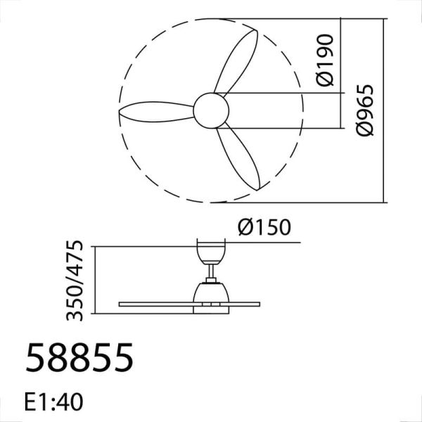 Ventilador de Teto com Luz LED 24W CCT SYDNEY XS branco e branco escovado Ø96 DC 18W 3Blades