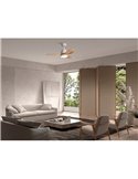 Ventilador de Techo con Luz LED 24W CCT SYDNEY XS blanco y madera natural Ø96 DC 18W 3Aspas
