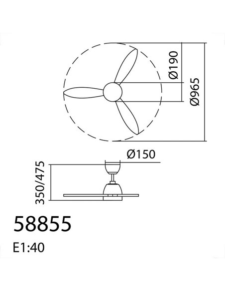 Ventilador de Techo con Luz LED 24W CCT SYDNEY XS blanco y madera natural Ø96 DC 18W 3Aspas