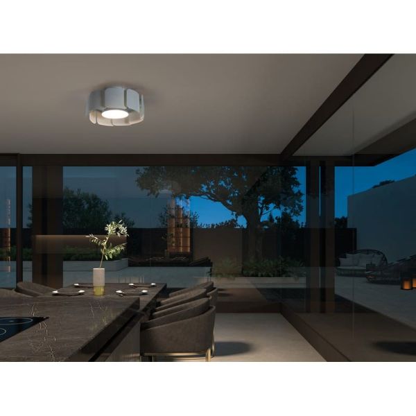Ventilador con luz LED redondo VENTI SNAIL blanco Ø40 DC 20W LED 24W CCT 