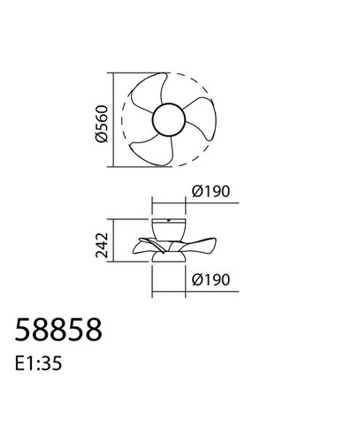 Ventilador de Techo pequeño LED VIENA negro Ø56 DC 26W LED 24W CCT Dimable con control inteligente "TUYA" 