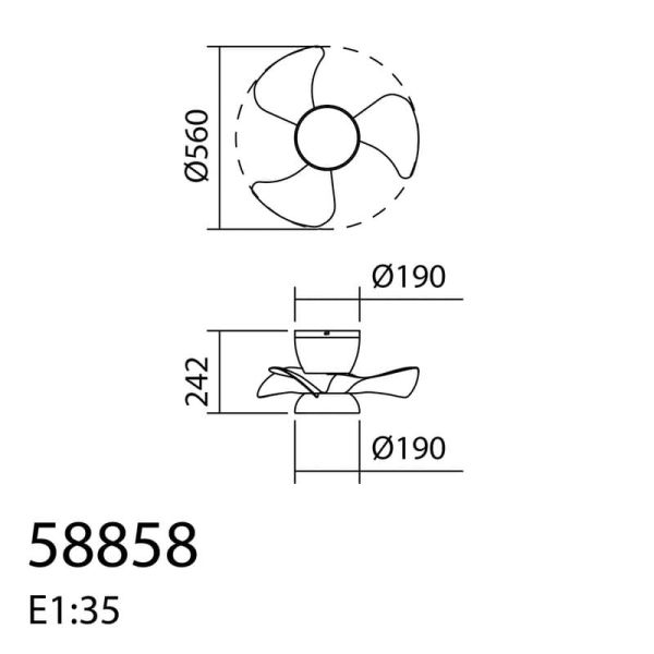 Ventilador de Techo pequeño LED VIENA blanco Ø56 DC 26W LED 24W CCT Dimable con control inteligente "TUYA" 