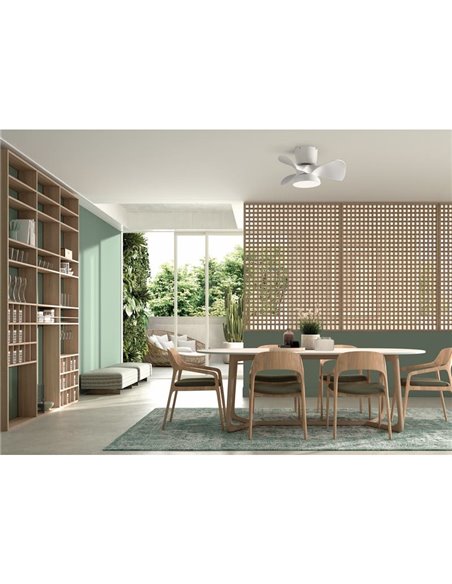 Ventilador de teto pequeno VIENA branco LED Ø56 DC 26W LED 24W CCT regulável com controle inteligente "TUYA"