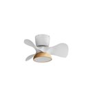 Ventilador de Techo pequeño LED VIENA blanco y madera Ø56 DC 26W LED 24W CCT Dimable con control inteligente "TUYA" 