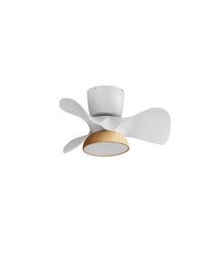 Ventilador de Techo pequeño LED VIENA blanco y madera Ø56 DC 26W LED 24W CCT Dimable con control inteligente "TUYA" 