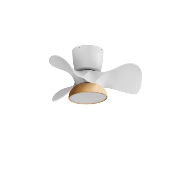 Ventilador de Techo pequeño LED VIENA blanco y madera Ø56 DC 26W LED 24W CCT Dimable con control inteligente "TUYA" 