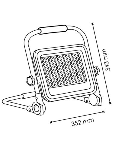 Dimensões Luz de trabalho LED recarregável 50W - Projetor portátil IP65 4500lm com controle remoto