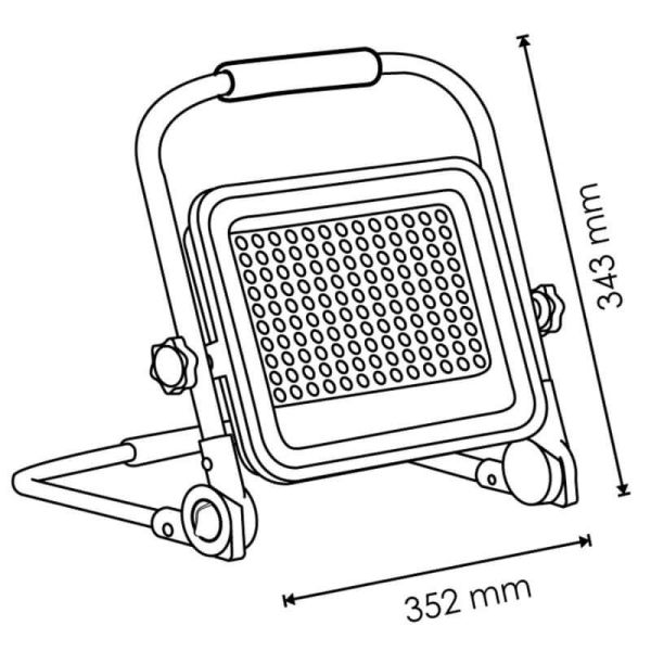 Dimensiones Foco LED de Trabajo Recargable 50W - Proyector Portátil IP65 4500lm con mando a distancia