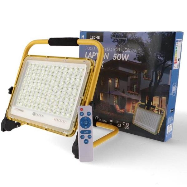 Foco LED de Trabajo Recargable 50W - Proyector Portátil IP65 4500lm con mando a distancia