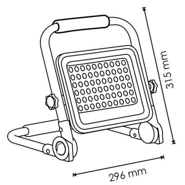Medidas Proyector LED Recargable Portátil 30W - Luz de Trabajo Impermeable 2700lm con mando a distancia