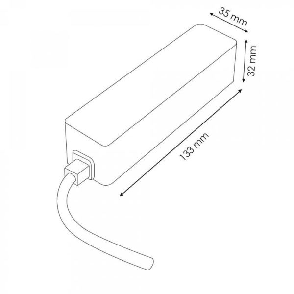 Dimensões Retificador de cintilação livre para tiras de LED - 250W