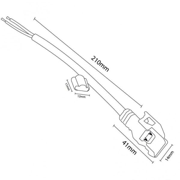 Dimensões Cabo Adaptador LM2658 para Fita LED 220V para Fita Ecofast