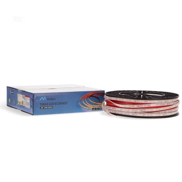 Tira de LED 220V AC SMD2835 Ecofast 10W/m IP65 - 50 Metros Máx. Enlazable (3000K, 4500K, 6000K, Azul, Rojo, Verde) Corte 10Cm