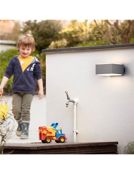 Aplique mural exterior HEDGEHOG gris E27 (No incl.), Estanco al agua