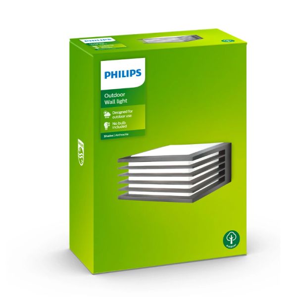 Aplique quadrado para exterior SHADES E27 (não incluído), antracite, estanque