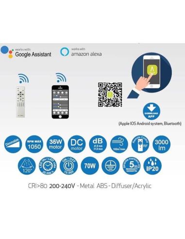 Fiche produit Ventilateur de plafond LED noir Himalaya 7121 Mantra Iluminación | Éclairage LéonLeds