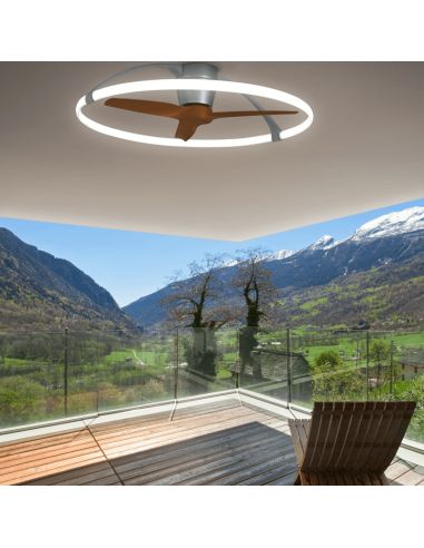 Ventilador de techo LED ultra silencioso Nogal y Plata Nepal 7533 Mantra | LeonLeds Iluminación