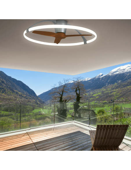 Ventilador de techo LED ultra silencioso Nogal y Plata Nepal 7533 Mantra | LeonLeds Iluminación