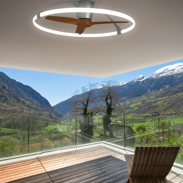 Ventilateur de plafond LED ultra-silencieux Noyer et Argent Népal 7533 Mantra | Éclairage LéonLeds