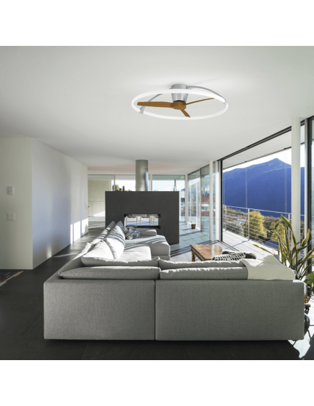 Ventilador de techo LED ultra silencioso Nogal y Plata Nepal 7533 ambiente Mantra | LeonLeds Iluminación