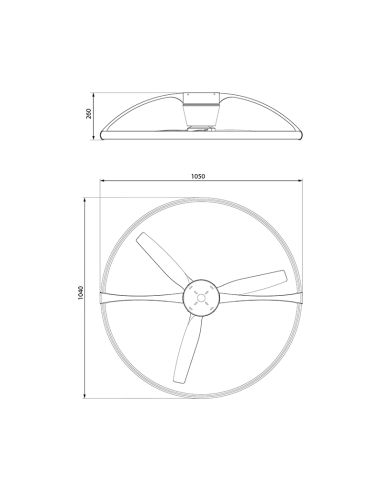 Dimensiones de Ventilador de techo LED ultra silencioso Nogal y Plata Nepal 7533 Mantra | LeonLeds