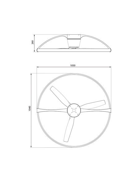 Dimensiones de Ventilador de techo LED ultra silencioso Nogal y Plata Nepal 7533 Mantra | LeonLeds