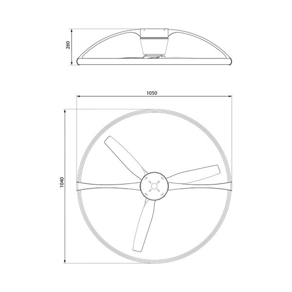 Dimensiones de Ventilador de techo LED ultra silencioso Nogal y Plata Nepal 7533 Mantra | LeonLeds