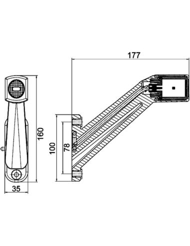Medições Luz Marcadora LED HELLA - 12/24V - ADR/GGVS/ECE - 4 LEDs - Cabo Quick Link 500mm Esquerdo/Direito Daf Man Scania