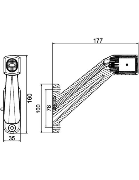 Medições Luz Marcadora LED HELLA - 12/24V - ADR/GGVS/ECE - 4 LEDs - Cabo Quick Link 500mm Esquerdo/Direito Daf Man Scania