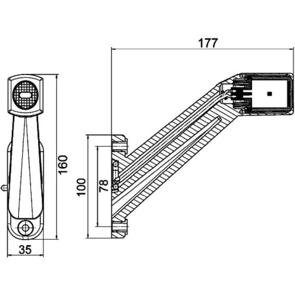 Medidas Luz de Gálibo LED HELLA - 12/24V - ADR/GGVS/ECE - 4 LEDs - 500mm Cable Quick Link Izquierdo/Derecho Daf Man Scania
