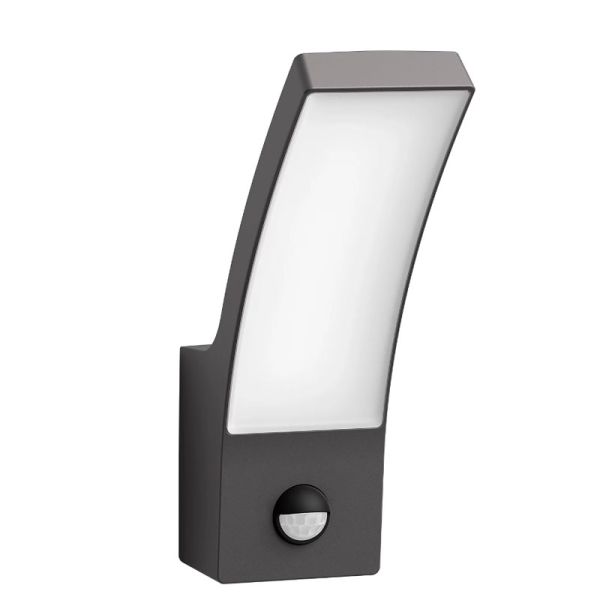 Aplique mural de exterior LED con sensor de movimiento SPLAY 12W 2700K, antracita, estanco al agua