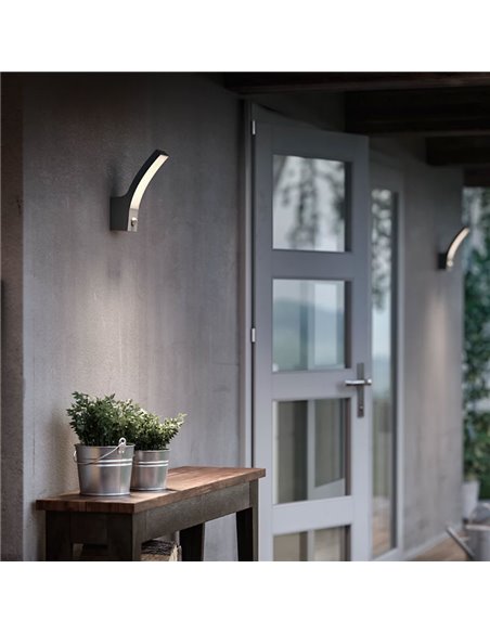 Aplique mural de exterior LED con sensor de movimiento SPLAY 12W  4000K, antracita, estanco al agua