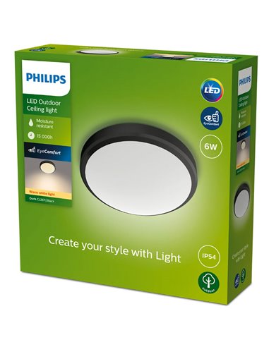 Plafón exterior LED DORIS 6W 2700K/4000K Negro Estanco al agua