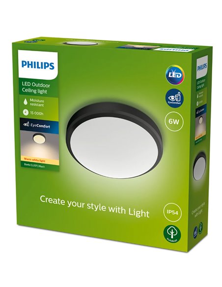 Plafón exterior LED DORIS 6W 2700K/4000K Negro Estanco al agua