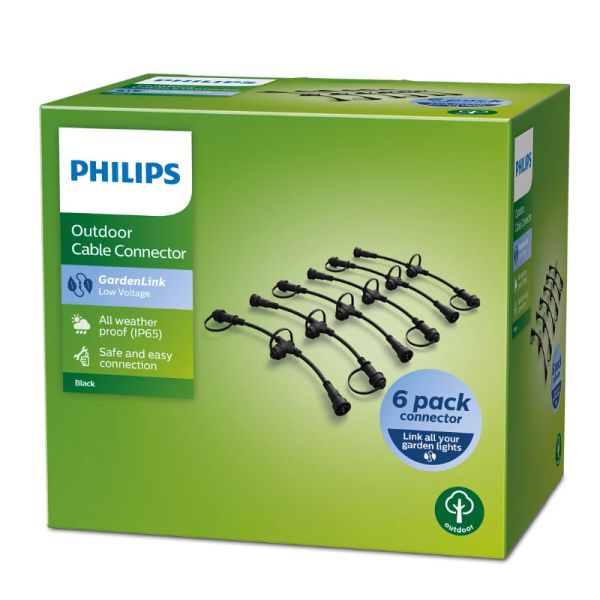 Conector de cabo preto GARDENLINK, pacote com 6, baixa tensão, à prova d'água